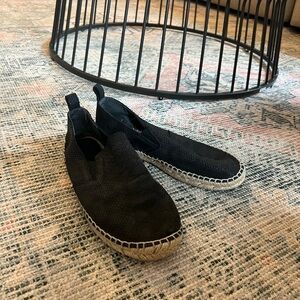 Vince black leather espadrille flats